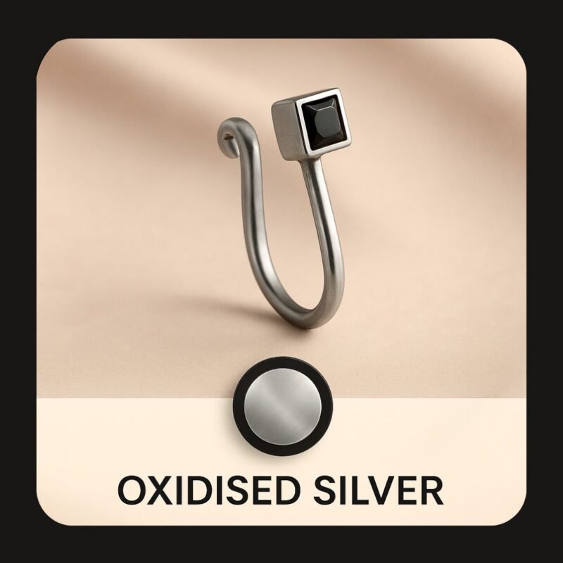 "Oxidised Silver jewelry ring with black stone from Wearblush | Elegant and modern design"