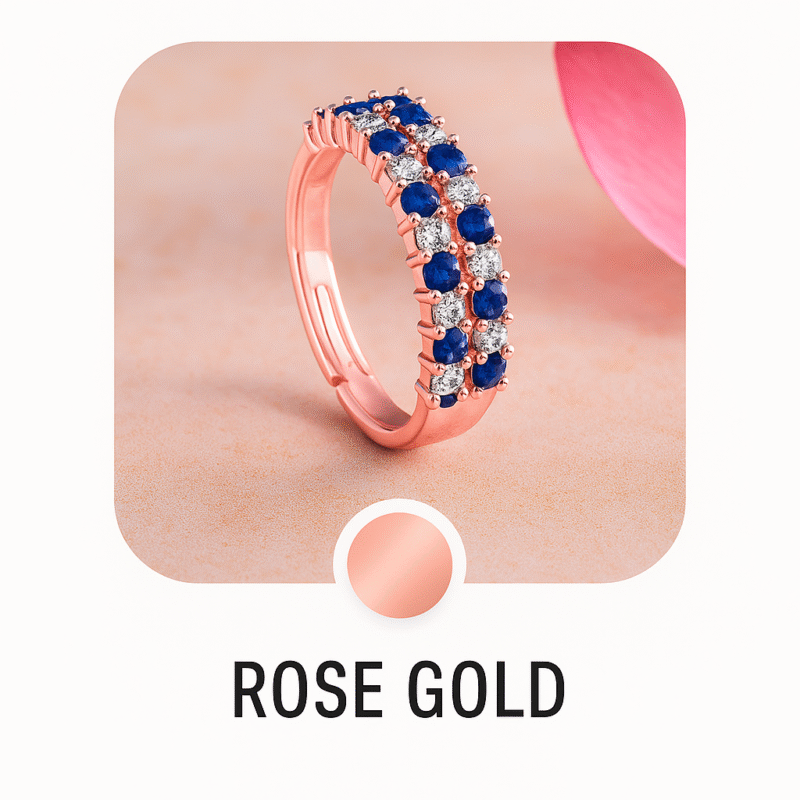"Rose Gold jewelry ring with diamonds and sapphires from Wearblush | Elegant and stunning design"
