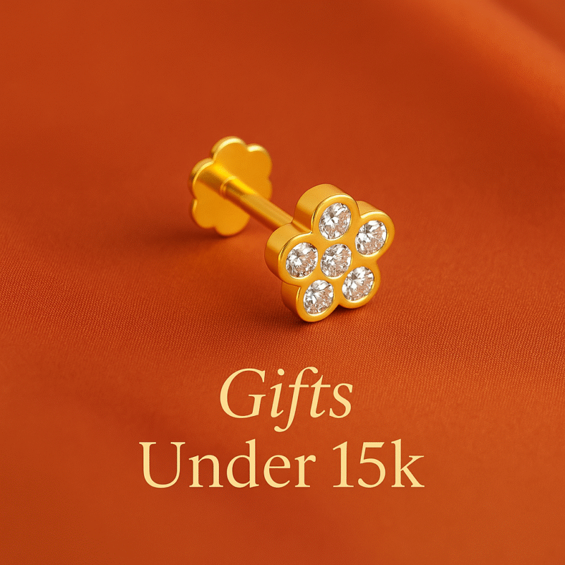 "Affordable jewelry gifts under 15k by Wearblush | Diamond flower stud earrings"