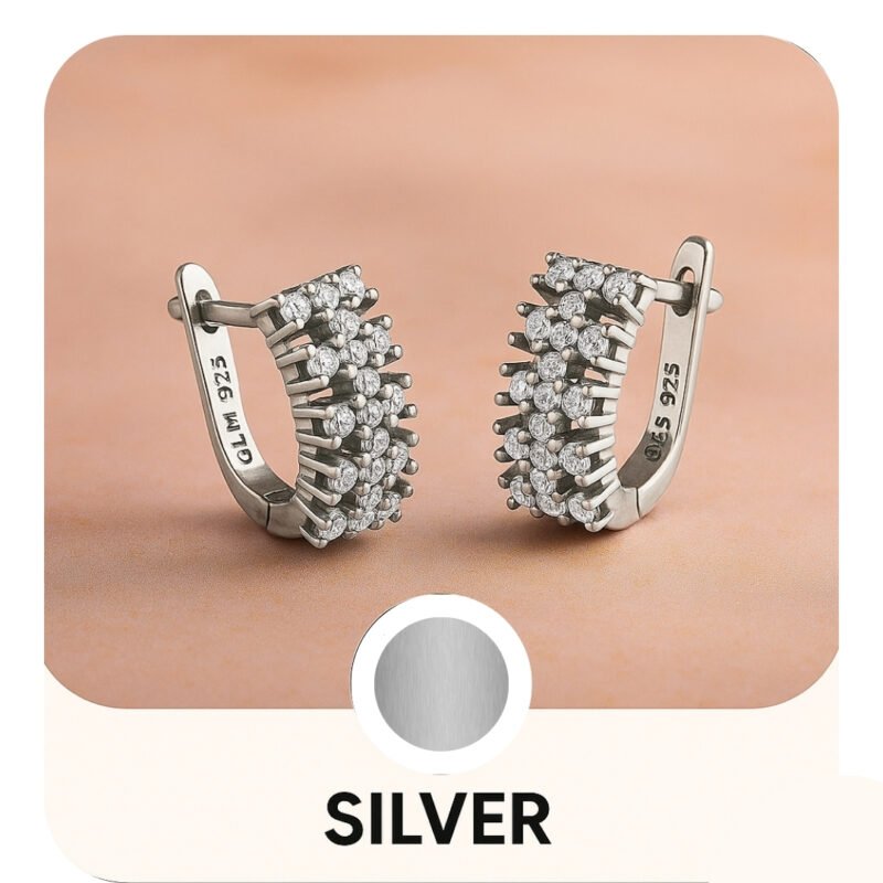"Silver jewelry earrings with diamonds from Wearblush | Elegant and sparkling design"