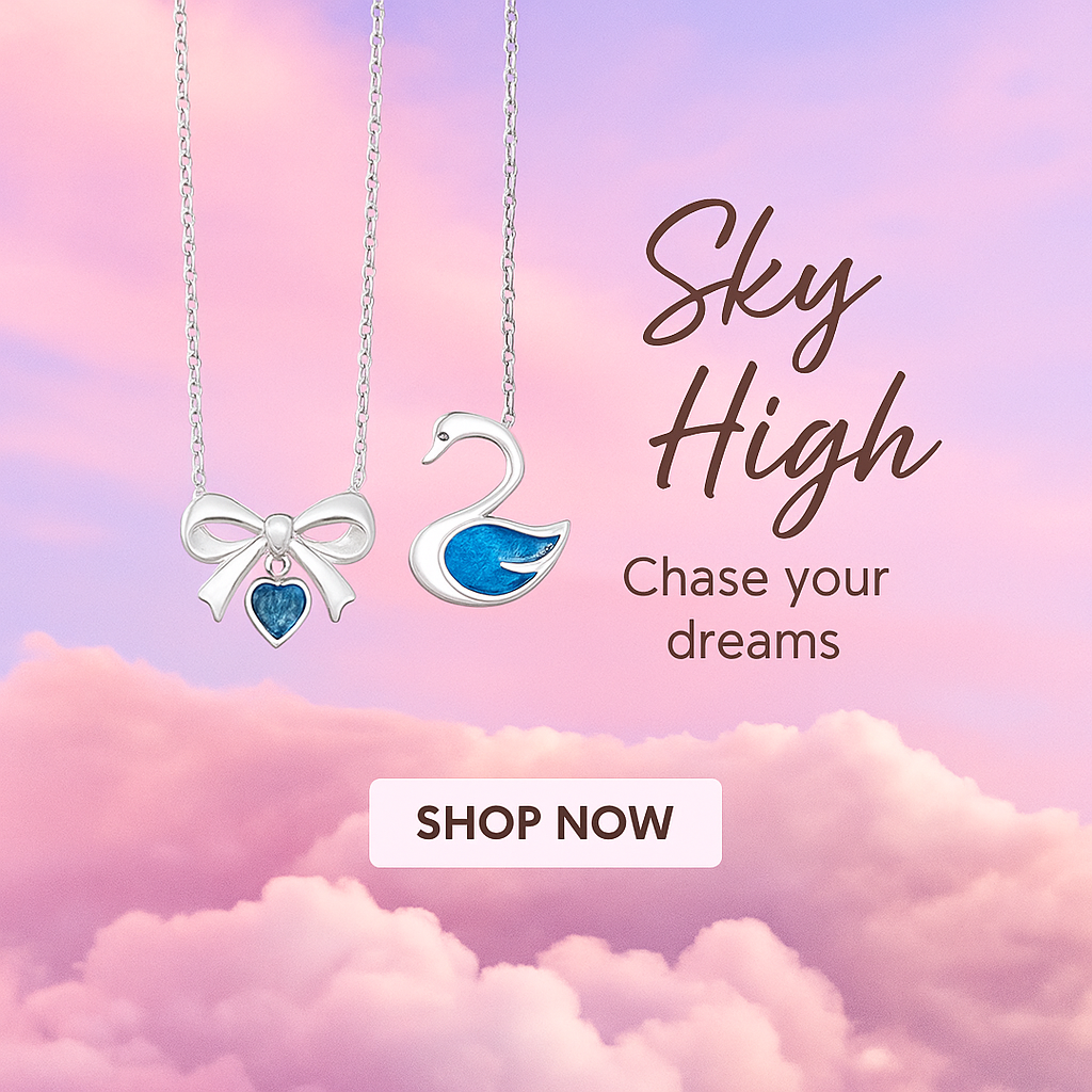 "Sky High jewelry collection from Wearblush | Elegant bow and swan necklaces"